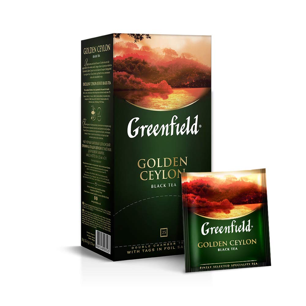1.Ceai negru Greenfield Golden Ceylon, 25 pliculete x 2 g