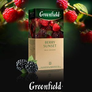 Ceai de plante Greenfield Berry Sunset, 25 pliculete x 2 g, cu fructe de padure, zmeura si mure