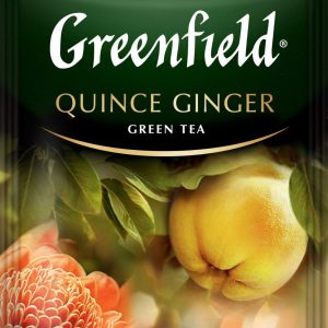 Ceai verde Quince Ginger, 25 pliculete x 2 g, cu aromă de gutui japonez și ghimbir