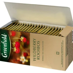 Ceai de plante Greenfield Wildberry Rooibos, 25 pliculete x 2 g, cu nunate moi de fructe de padure, aromă de capsuni si merisoare