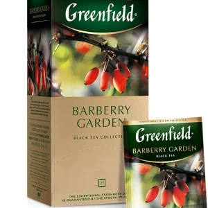 Ceai negru Greenfield Barberry Garden, 25 pliculete*2 g, cu aromă acri-dulce de arpaș (berberis) și nuanțe ușoare de hibiscus