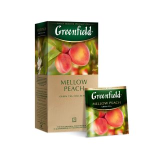 Ceai verde Mellow Peach, 25 pliculete x 2 g, cu aromă de piersică roz si coajă de portocala