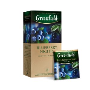 Ceai negru Greenfield Blueberry Nights, 25 pliculete*2 g, cu aromă de afine