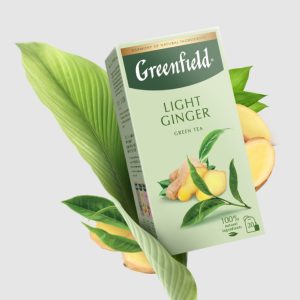 Ceai verde Greenfield Light Ginger, 20 pliculete x 1.7 g, Ghimbir